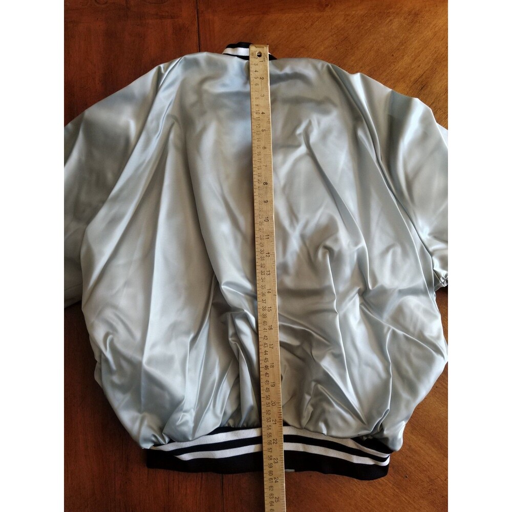 Vintage King Louie Pro Fit Silver Bomber Jacket Adult Large Nylon USA Wix Filter - Picture 5 of 16